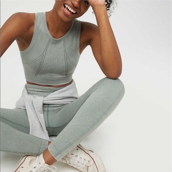 Aerie Offline Textured Ribbed 7/8 Cream Leggings | SZ S - Picture 1 of 14